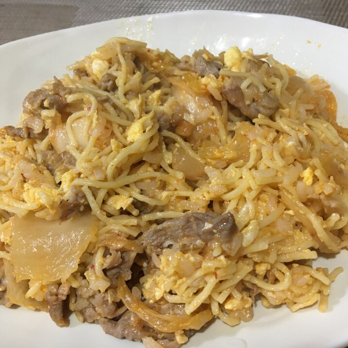 糖質ゼロ麺でキムチチャーハン(*^_^*)